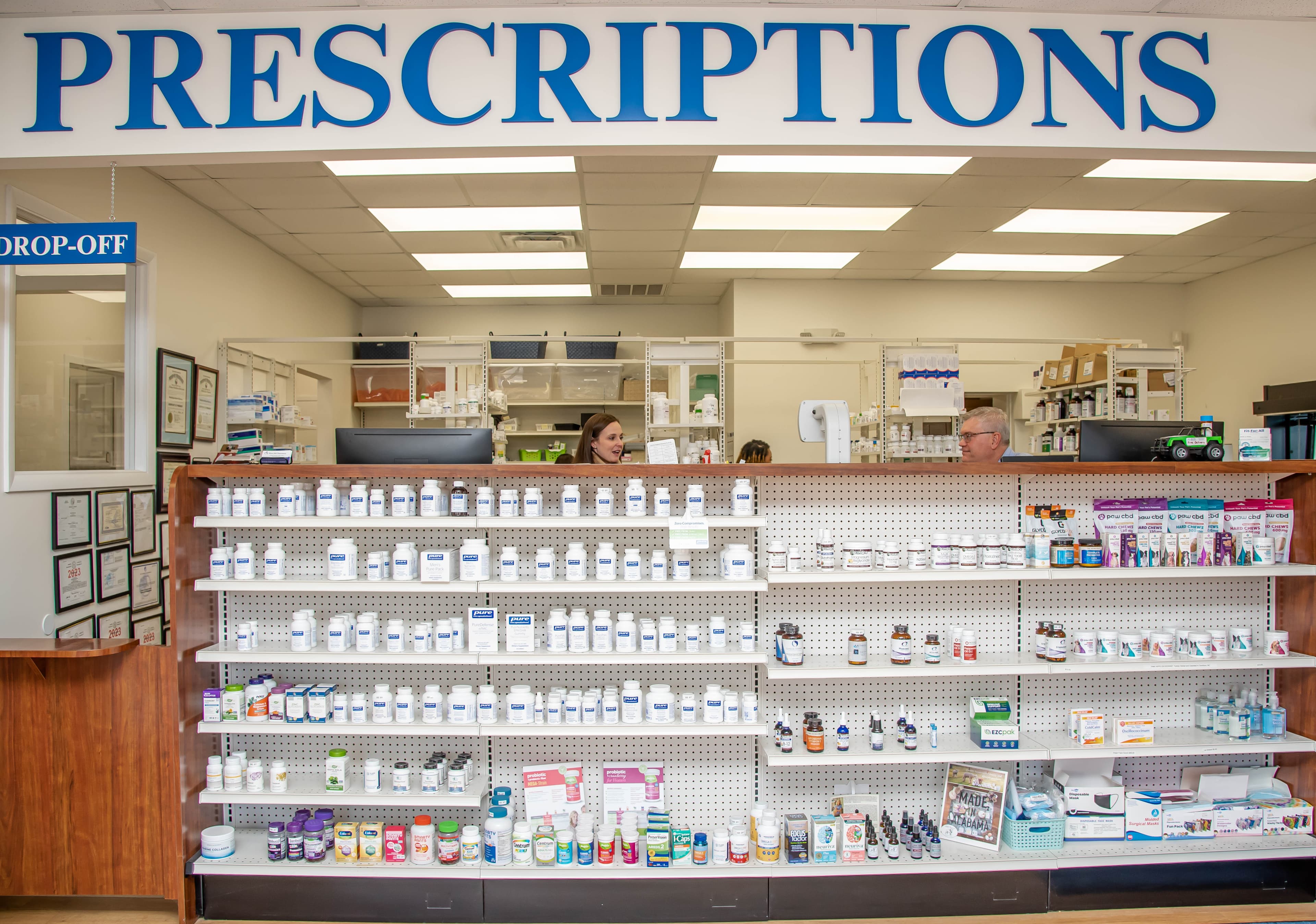 Delivery driver bringing medicine to a home.